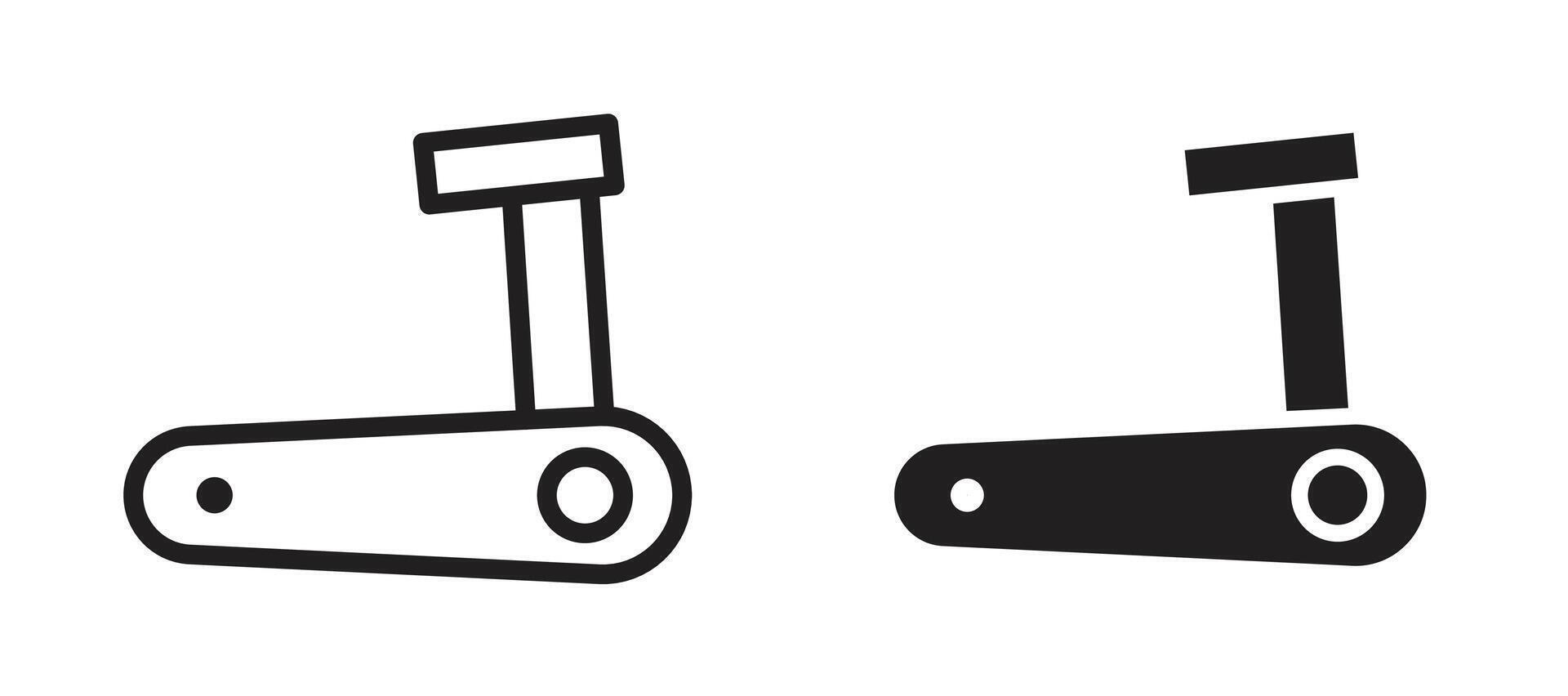 Treadmill icon in black modern and lines and solid vector