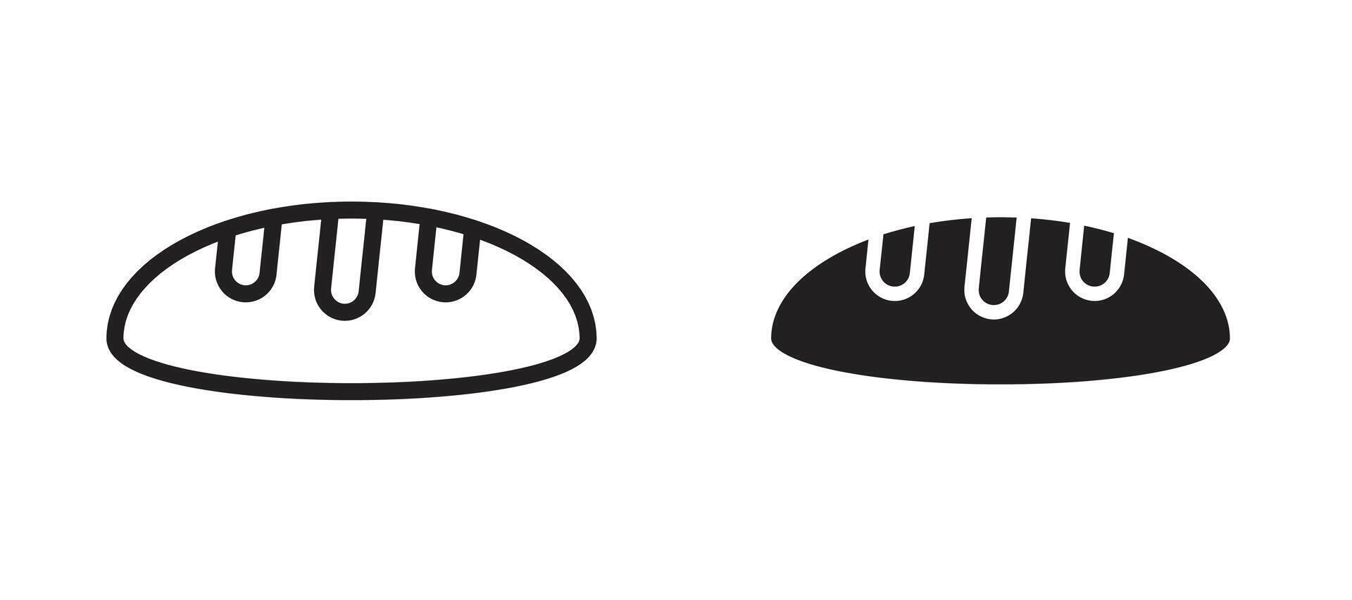 Bread loaf icon in black modern and lines and solid vector