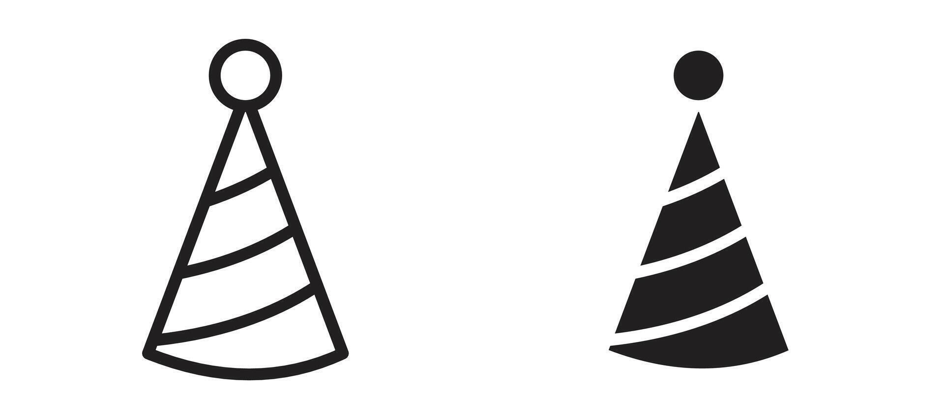 Birthday hat icon in black modern and lines and solid vector