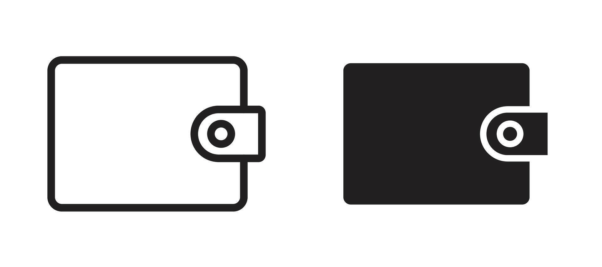 Wallet icon in black modern and lines and solid vector
