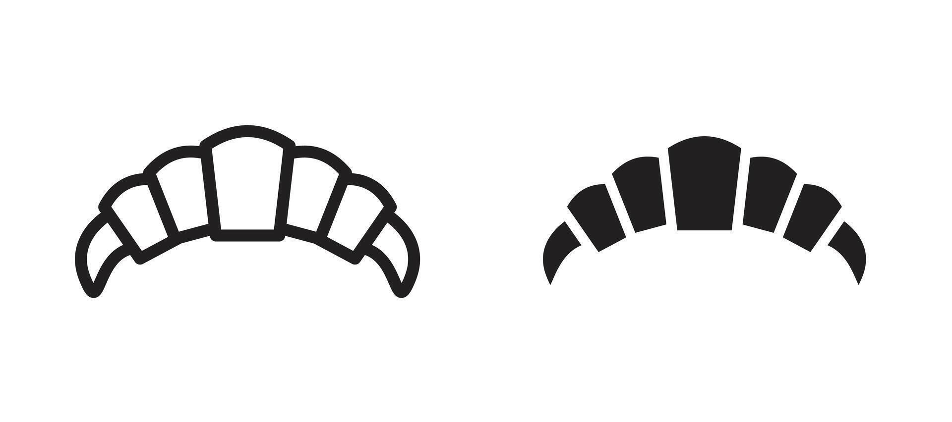 Croissant icon in black modern and lines and solid vector