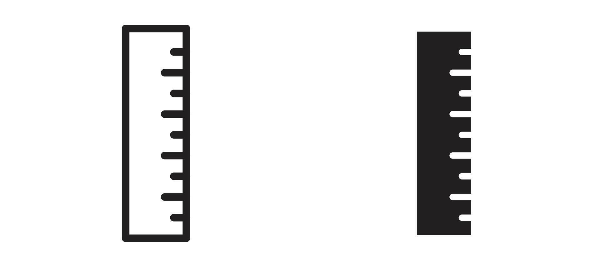 Ruler icon in black modern and lines and solid vector