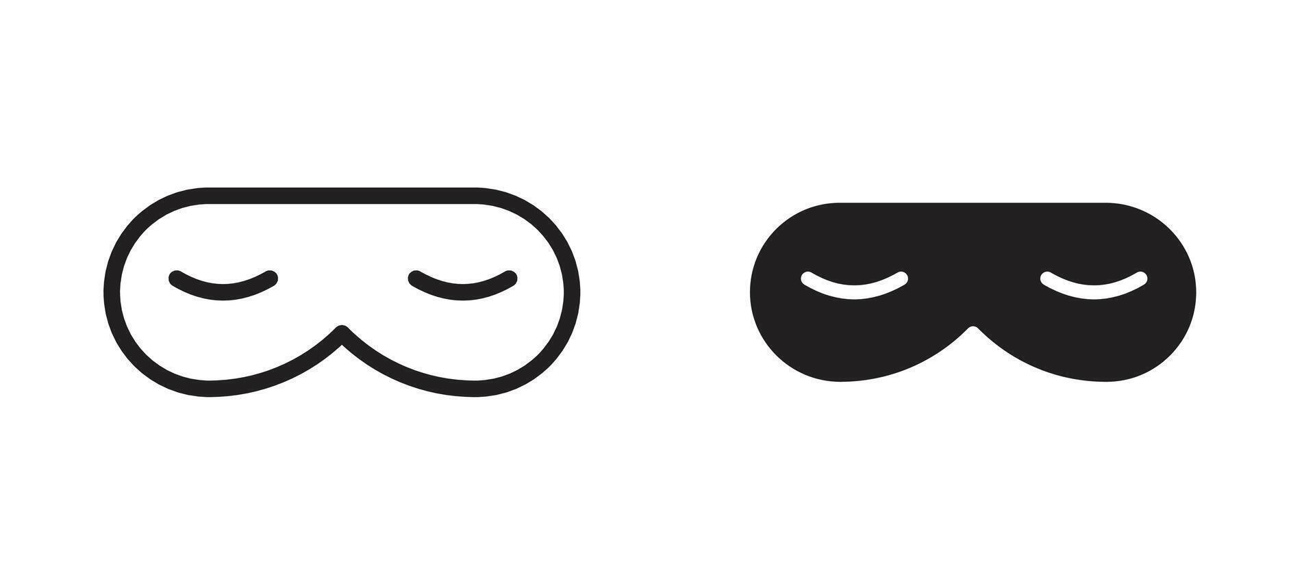 Eye mask icon in black modern and lines and solid vector