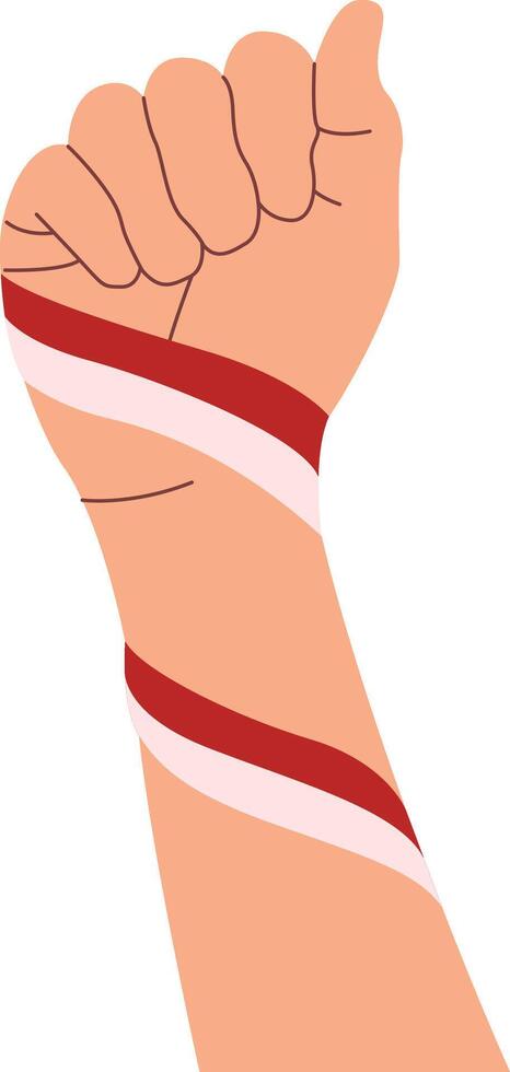 Illustration of Hand Holding of Indonesian Flag. Design Element vector