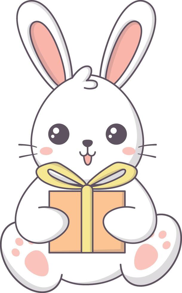 Cute Baby Rabbit with Cartoon Design. Isolated on White Background. vector