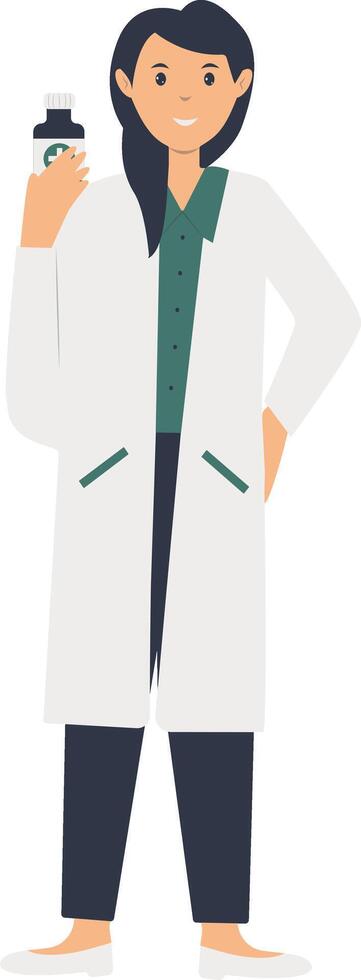 Hospital Staff Cartoon Character. Girl Doctor Character. vector
