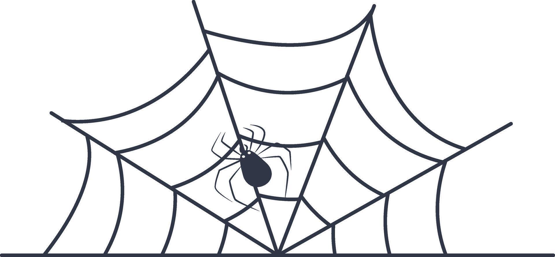 Black Spider Web Decoration. Flat Illustration. vector