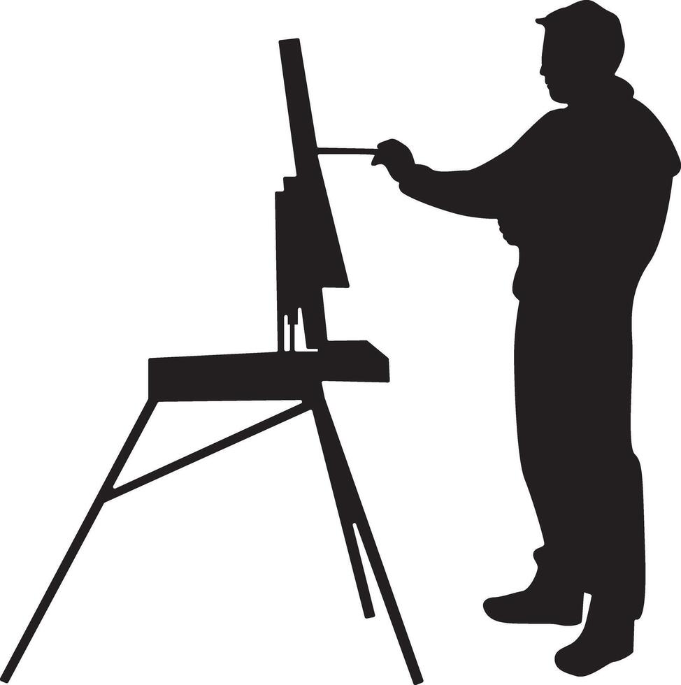 Silhouette of a Male Painting at Canvas vector