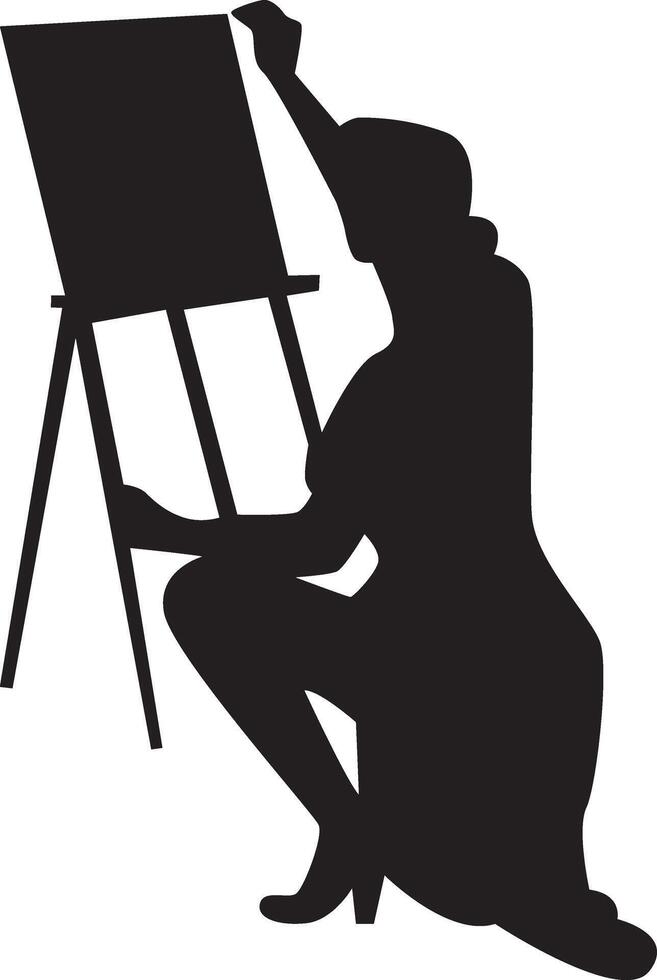 Silhouette of Female Painting at Canvas vector