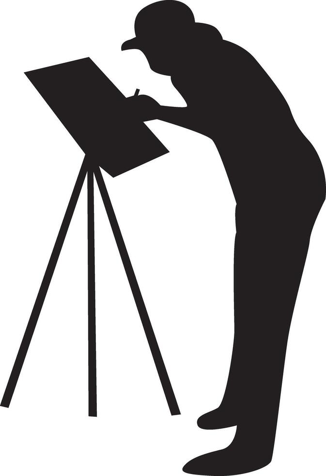 Silhouette of Man Painting at Canvas vector