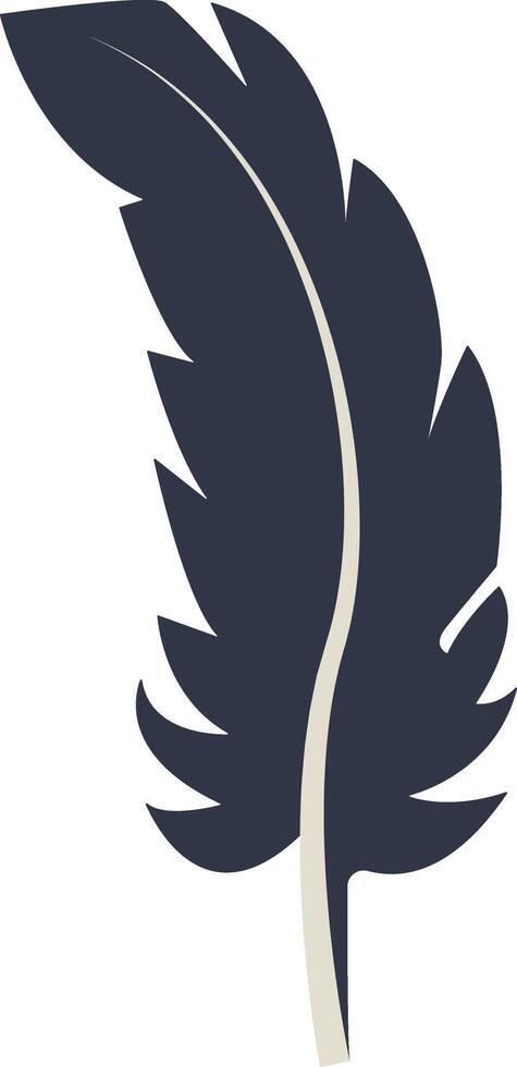 Curve Bird Feather Silhouette. Isolated on White Background. vector