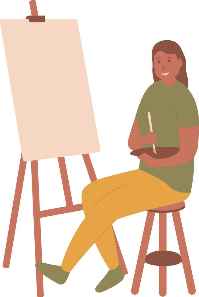 Artist Painting Illustration with Flat Design vector