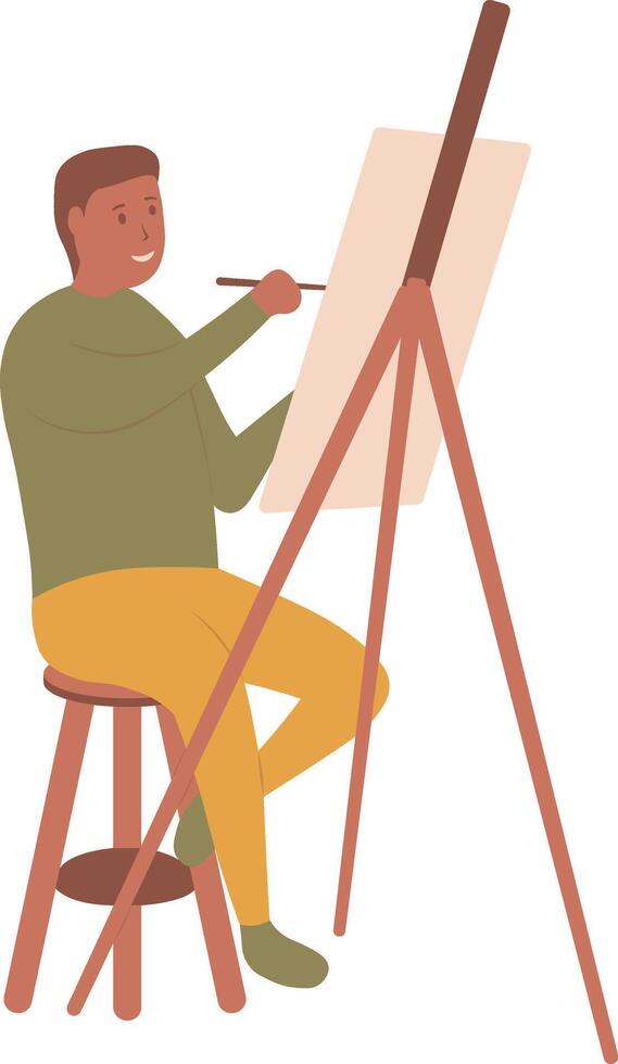 Artist Painting Illustration with Cartoon Design. vector