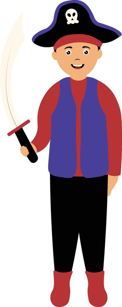 Children Pirate Character with Cartoon Design. vector