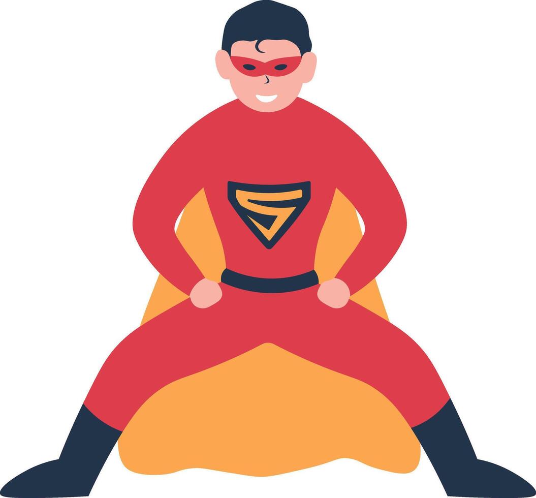 Male Superhero Illustration in Flat Design. vector