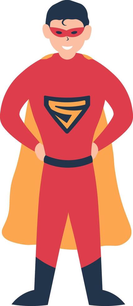 Male Superhero Illustration with Cartoon Design. vector