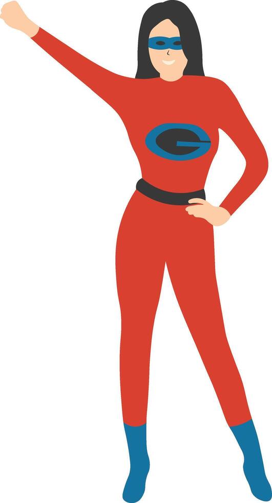Female Superhero Illustration in Flat Design. vector