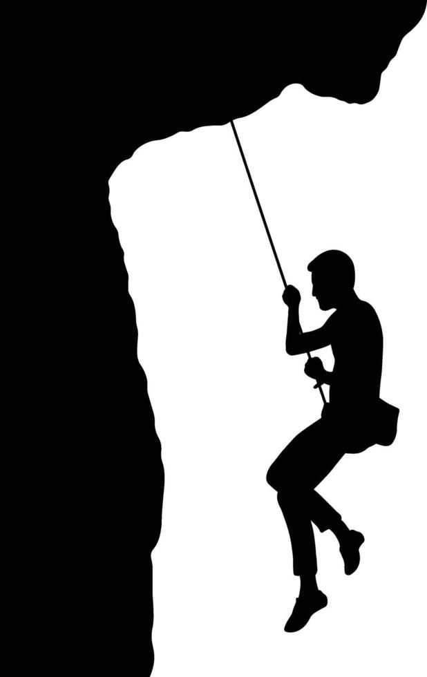 People Climbing Silhouette Isolated on White Background vector