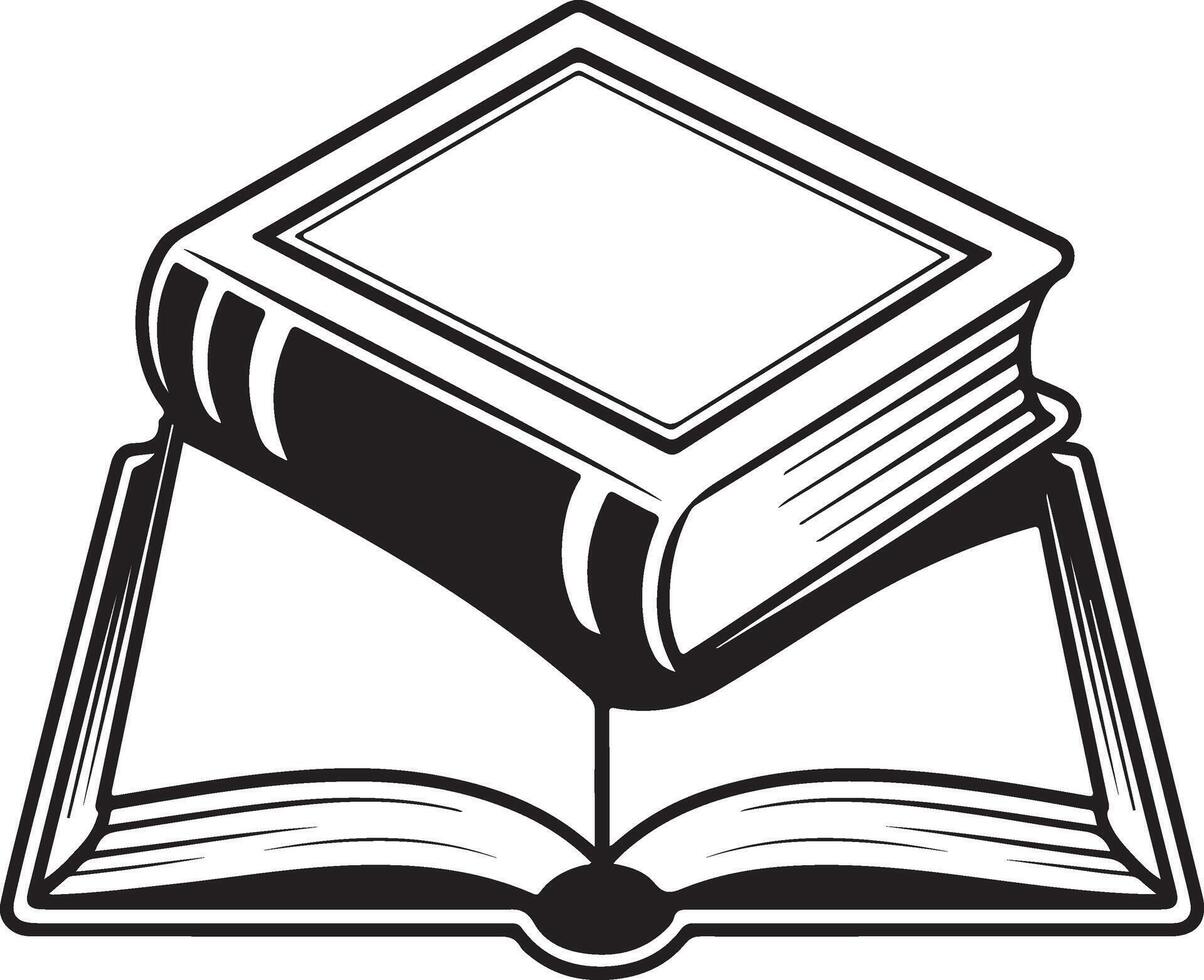 Illustration of an open book with a closed book on top vector