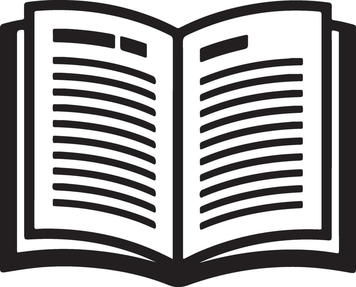 Open book icon with text and lines vector