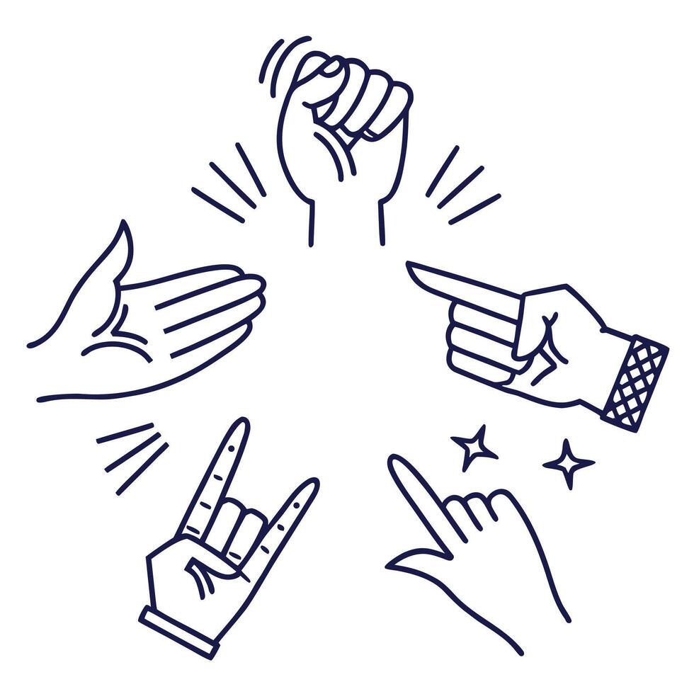Diverse hand gestures in a circular arrangement vector