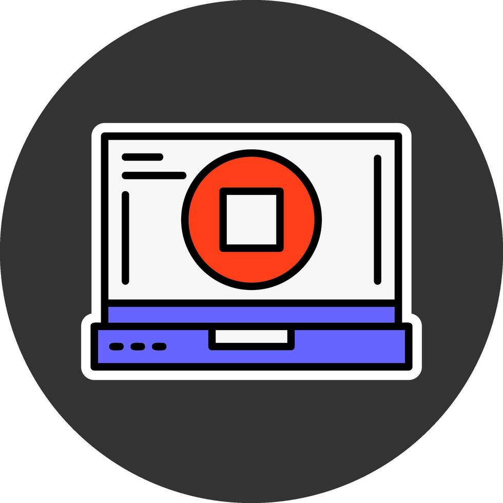 Stop Laptop Interface Minimal Filled Grey Circle Icon vector