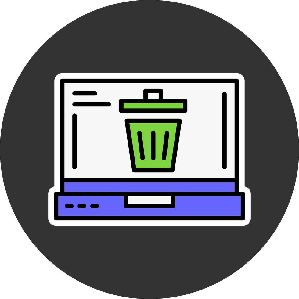 Trash Laptop Interface Minimal Filled Grey Circle Icon vector