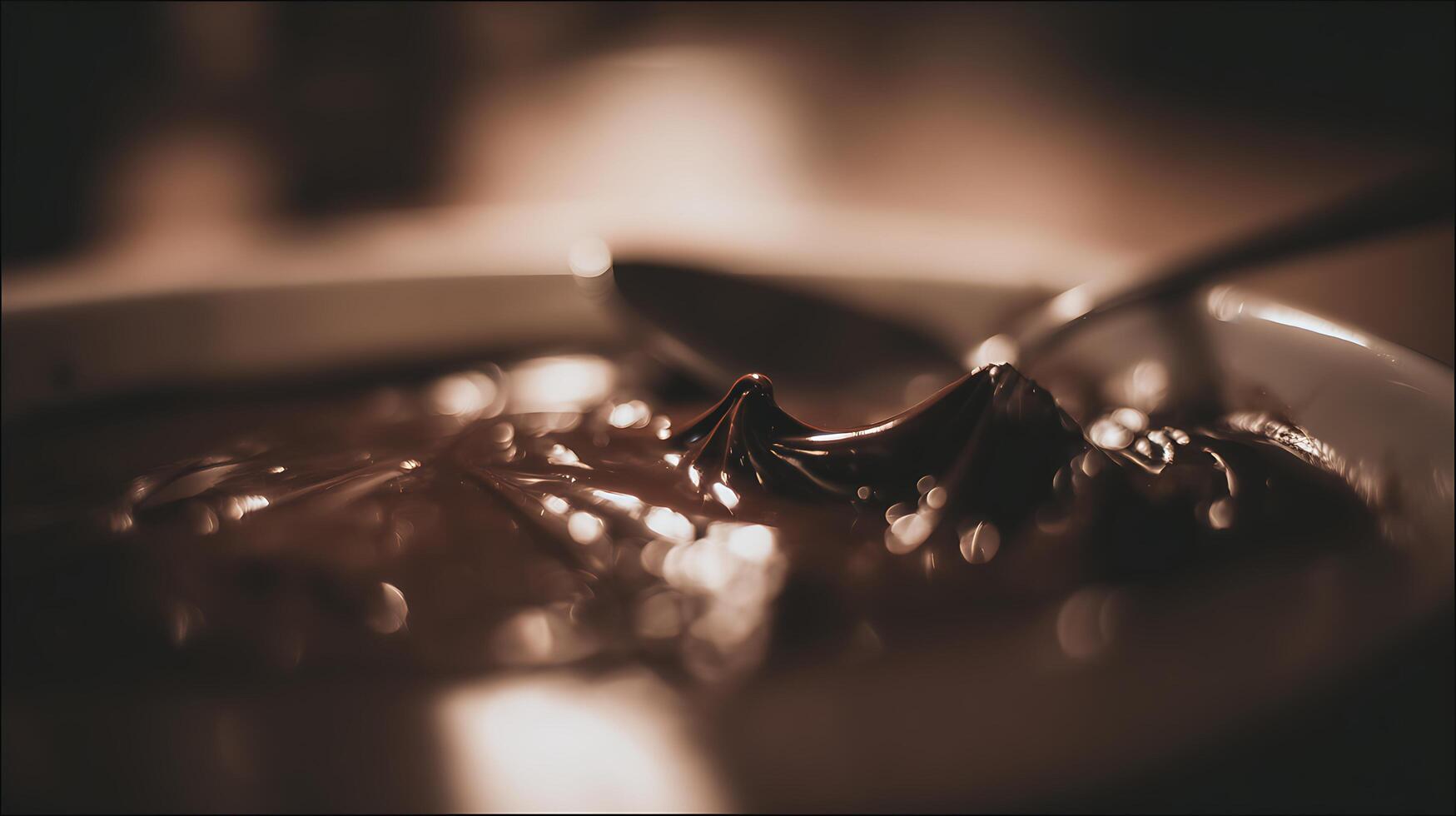 Melted Chocolate Swirl with Soft Bokeh Lights. photo