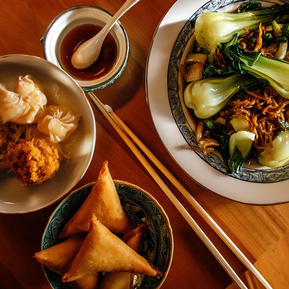 Delicious Asian and Indian Appetizers Ready to Be Enjoyed photo