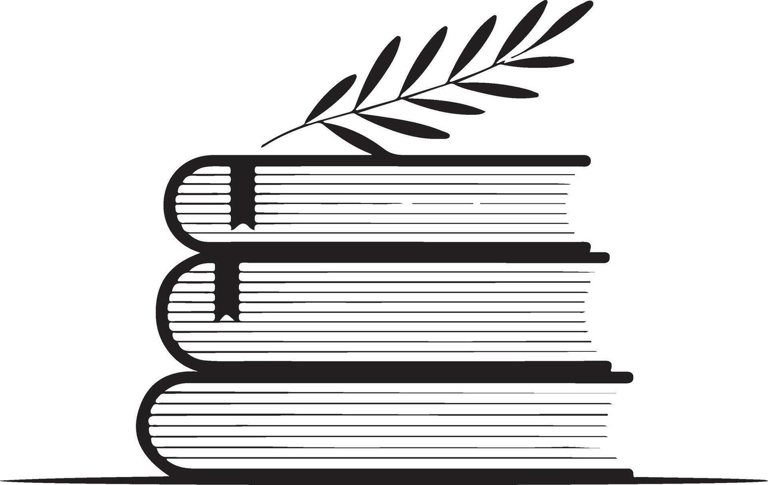 Stack of books with a delicate branch illustration vector