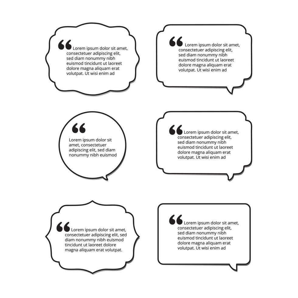 Quote Box Set with Speech Bubble Frames for Text and Testimonial Design vector