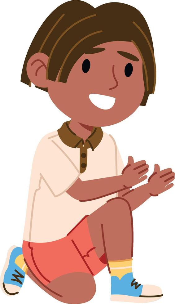 Smiling Child Kneeling vector