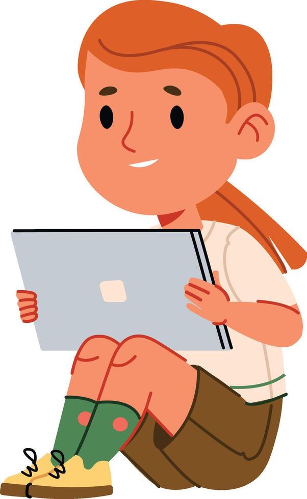 Child Reading Tablet vector