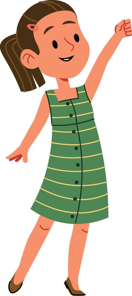 Smiling Girl in Striped Dress vector