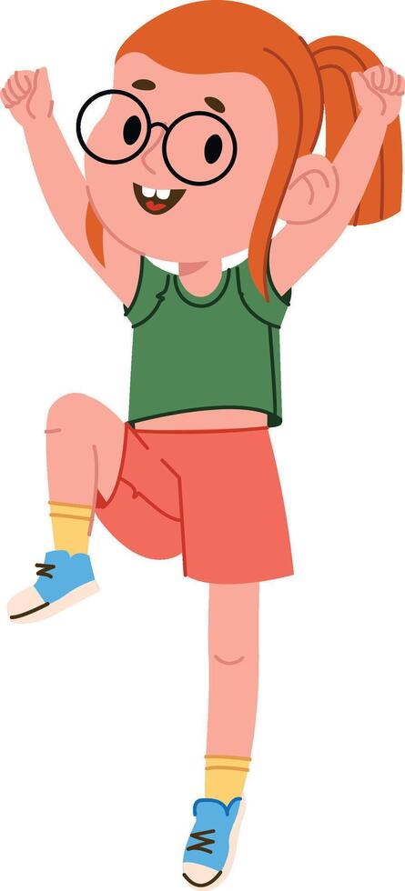 Cheerful Girl Jumping with Joy vector