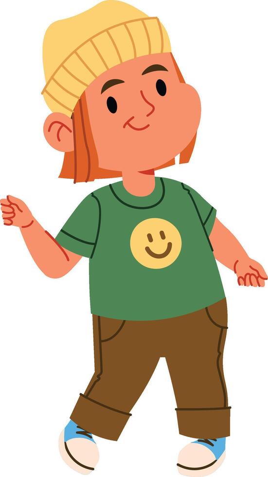 Smiling Kid in Casual Outfit vector