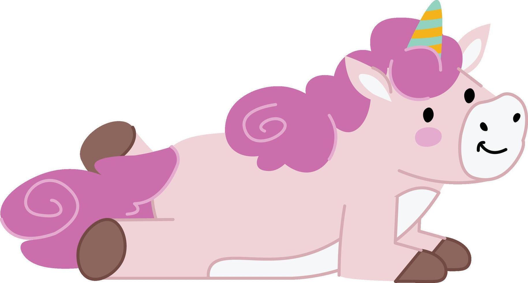 Lying Unicorn with Curly Mane vector