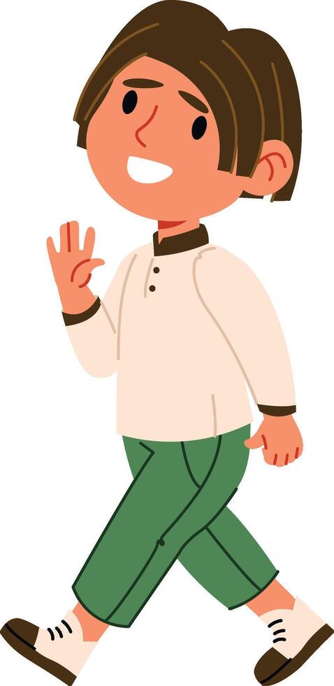 Smiling Boy Walking Happily vector