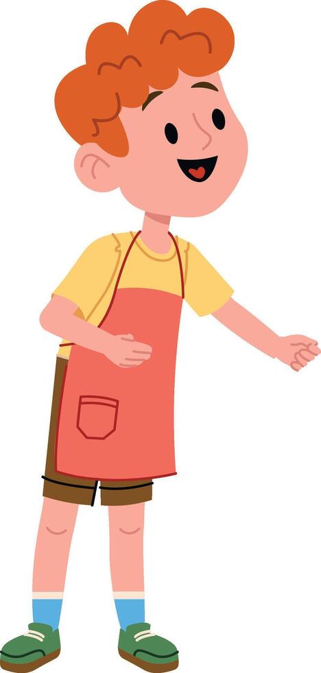 Cheerful Boy in Apron vector