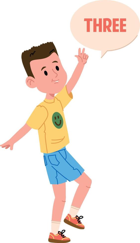 Boy Counting Three with Speech Bubble vector