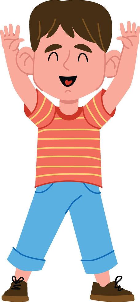Happy Child Boy with Raised Arms vector