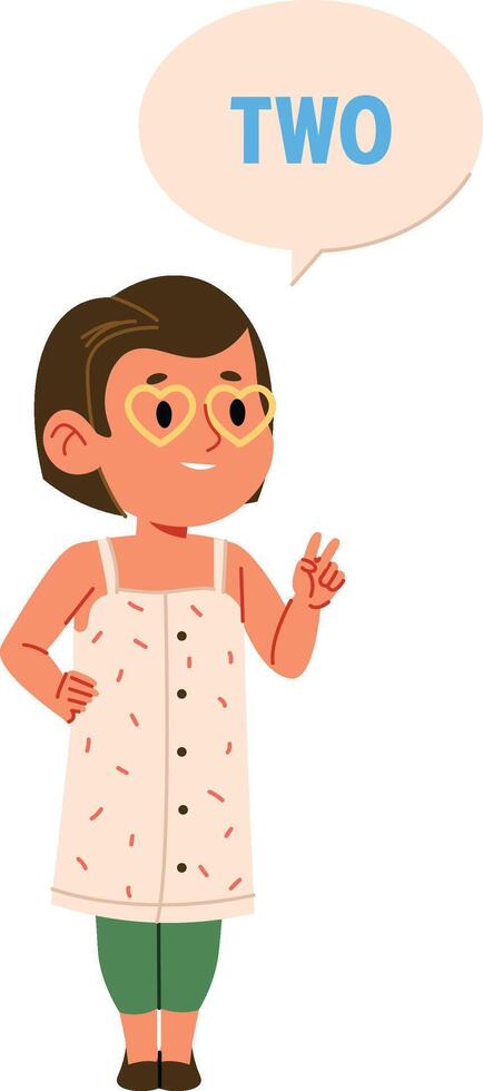 Girl Counting Two with Speech Bubble vector