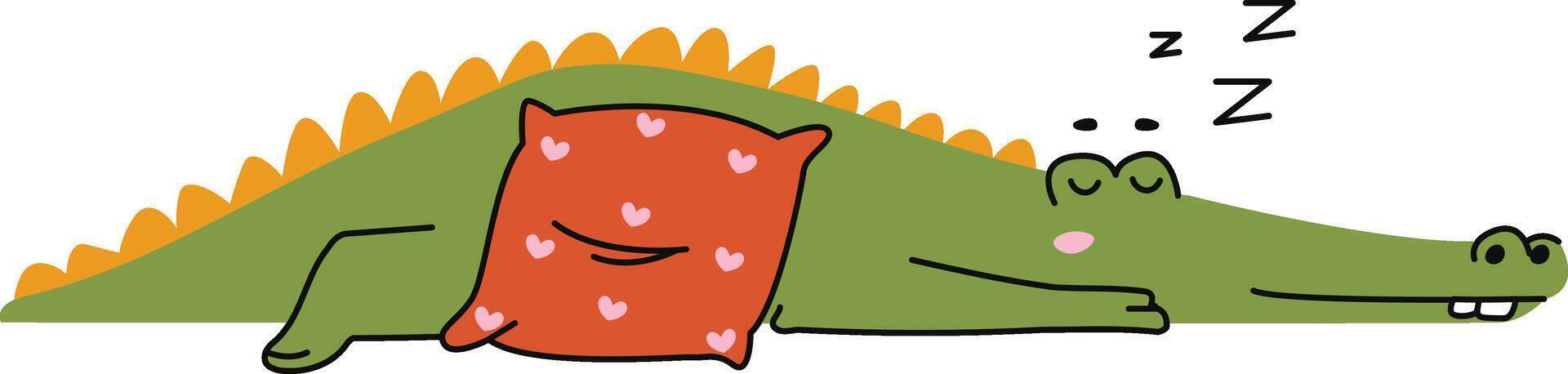 Sleeping Crocodile with Pillow vector
