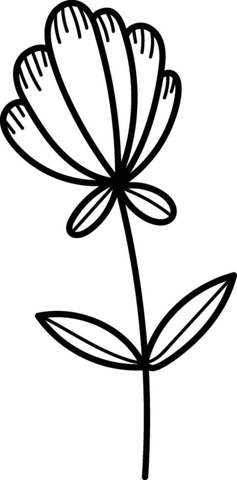 Line Art Flower with Leaves Decor vector