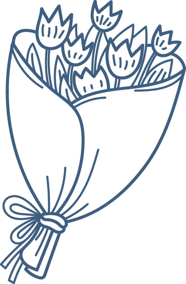 Bouquet of Tulips Doodle vector