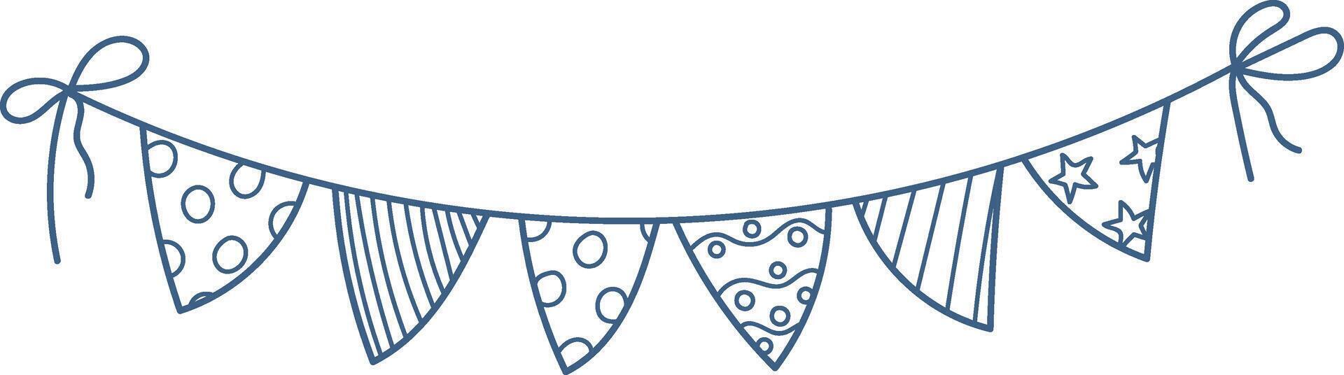 Party Flags Ribbon Doodle vector