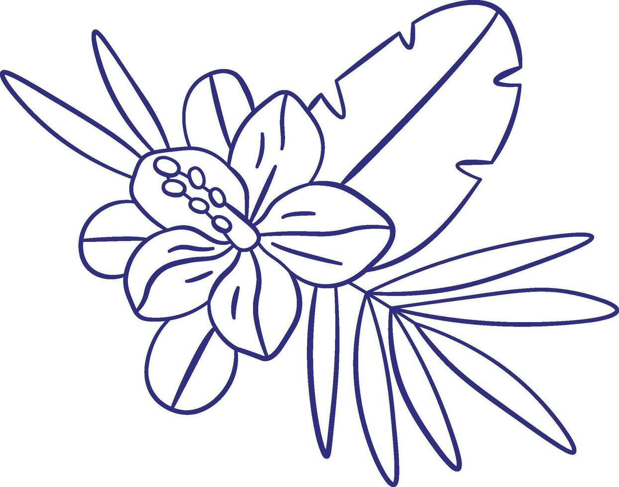 Tropical Floral Line Art Composition vector