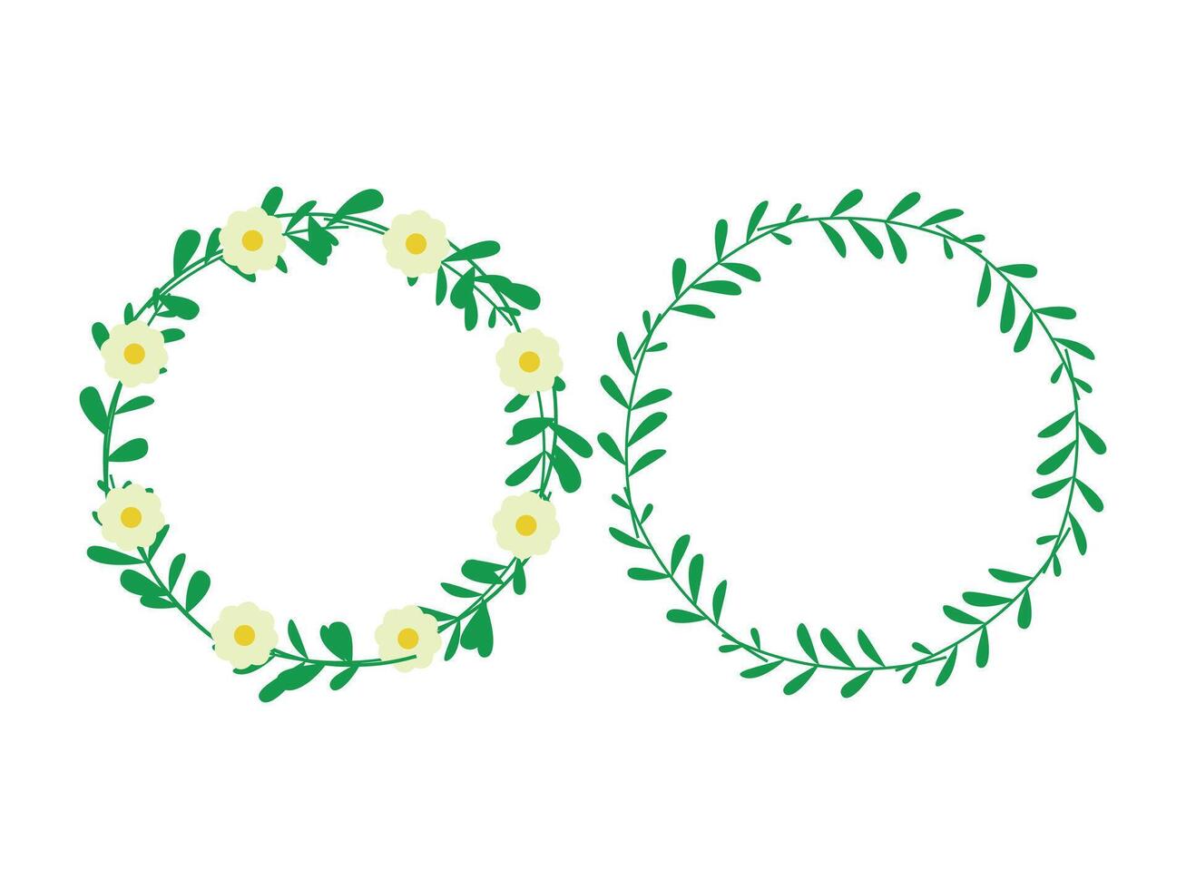 ornamental frame of plants and flowers in circle shape for decoration vector