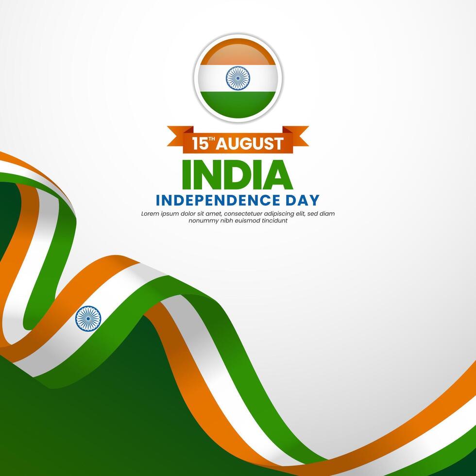 India independence day Square banner background with waving ribbon flag vector