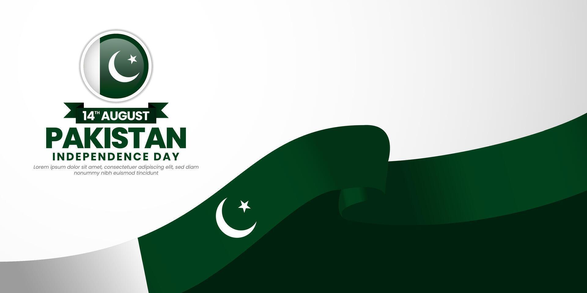 Pakistan independence day banner background august 14th design element with waving flag vector